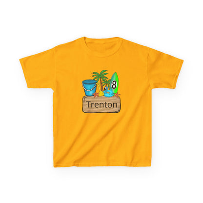 Kids Tee — Personalized Beach Design with Name (Trenton)