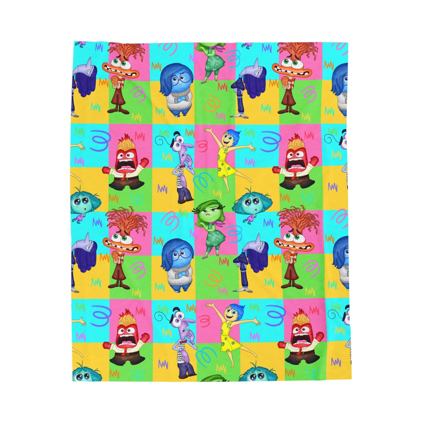 Inside Out Characters Velveteen Plush Blanket – Colorful Emotions Throw for Kids
