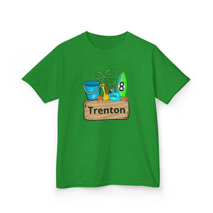 Kids Tee — Personalized Beach Design with Name (Trenton)