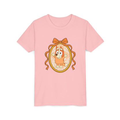 Youth Tee — Cute Orange Dog Portrait with Bow (Kids' Animal Shirt)