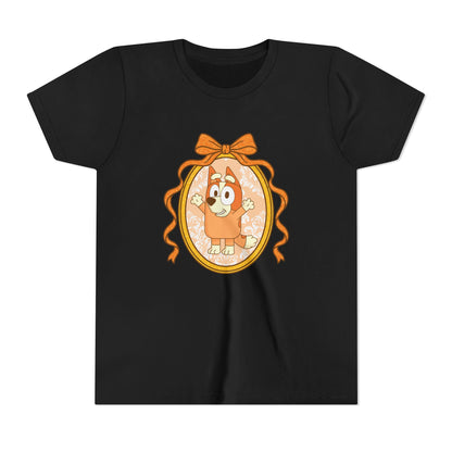 Youth Tee — Cute Orange Dog Portrait with Bow (Kids' Animal Shirt)