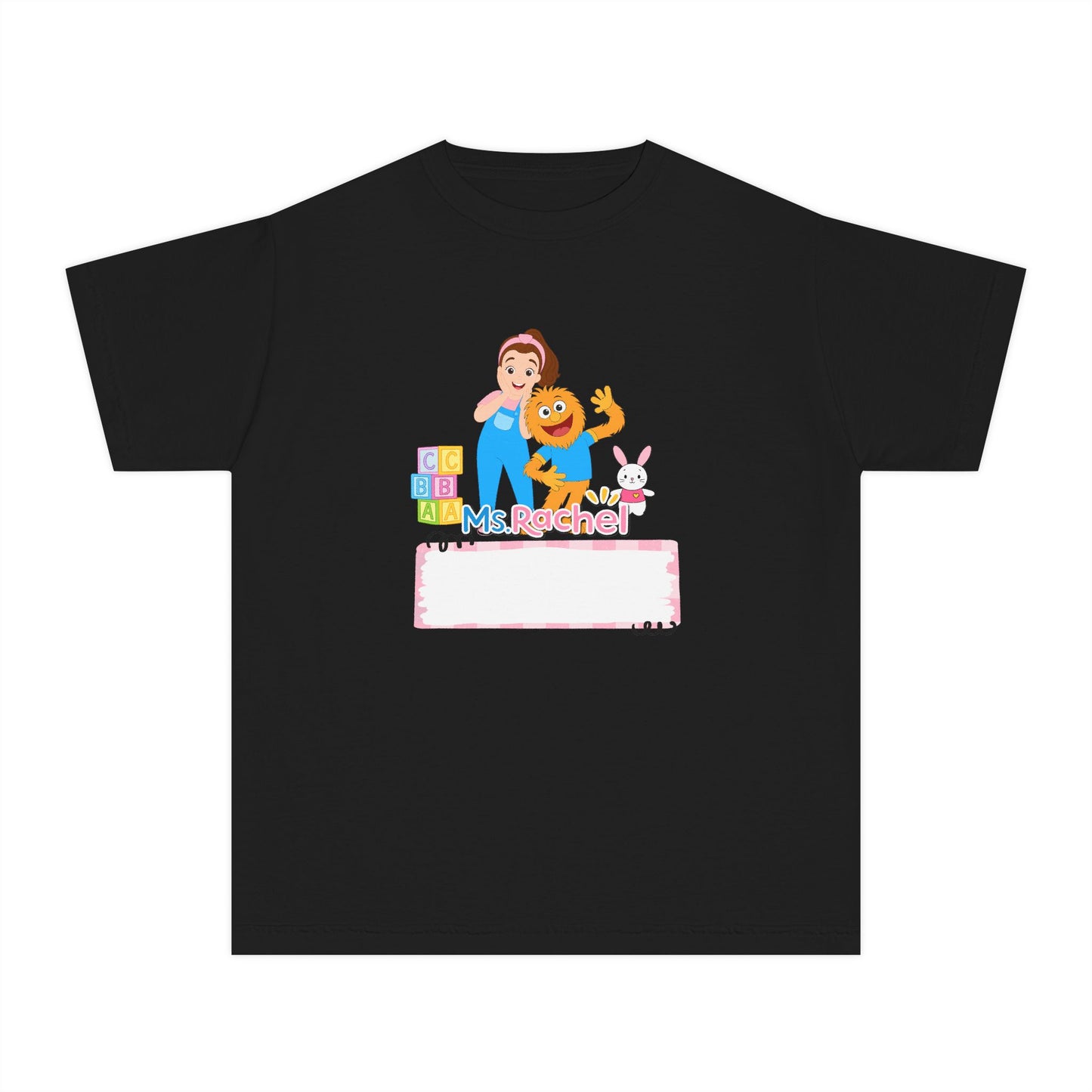 Youth Name-Label T-Shirt - Cute Preschool Daycare Shirt with Blocks & Bunny