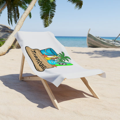 Personalized Beach Towel — Tropical Surf & Sand Design with Name (Trenton)