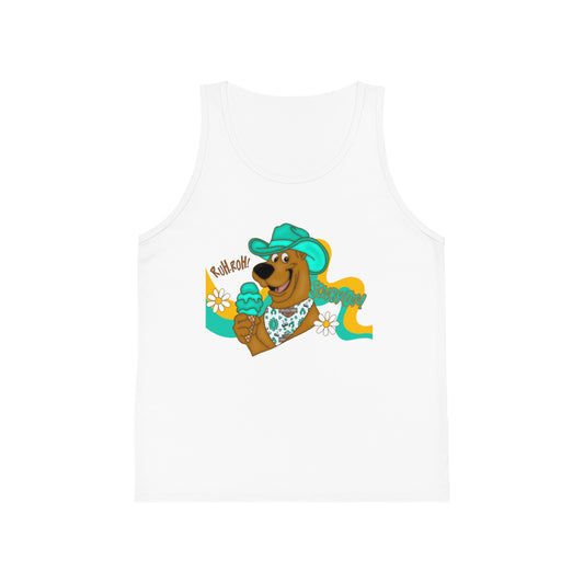 Kids Tank Top — Retro Cowboy Bear with Ice Cream