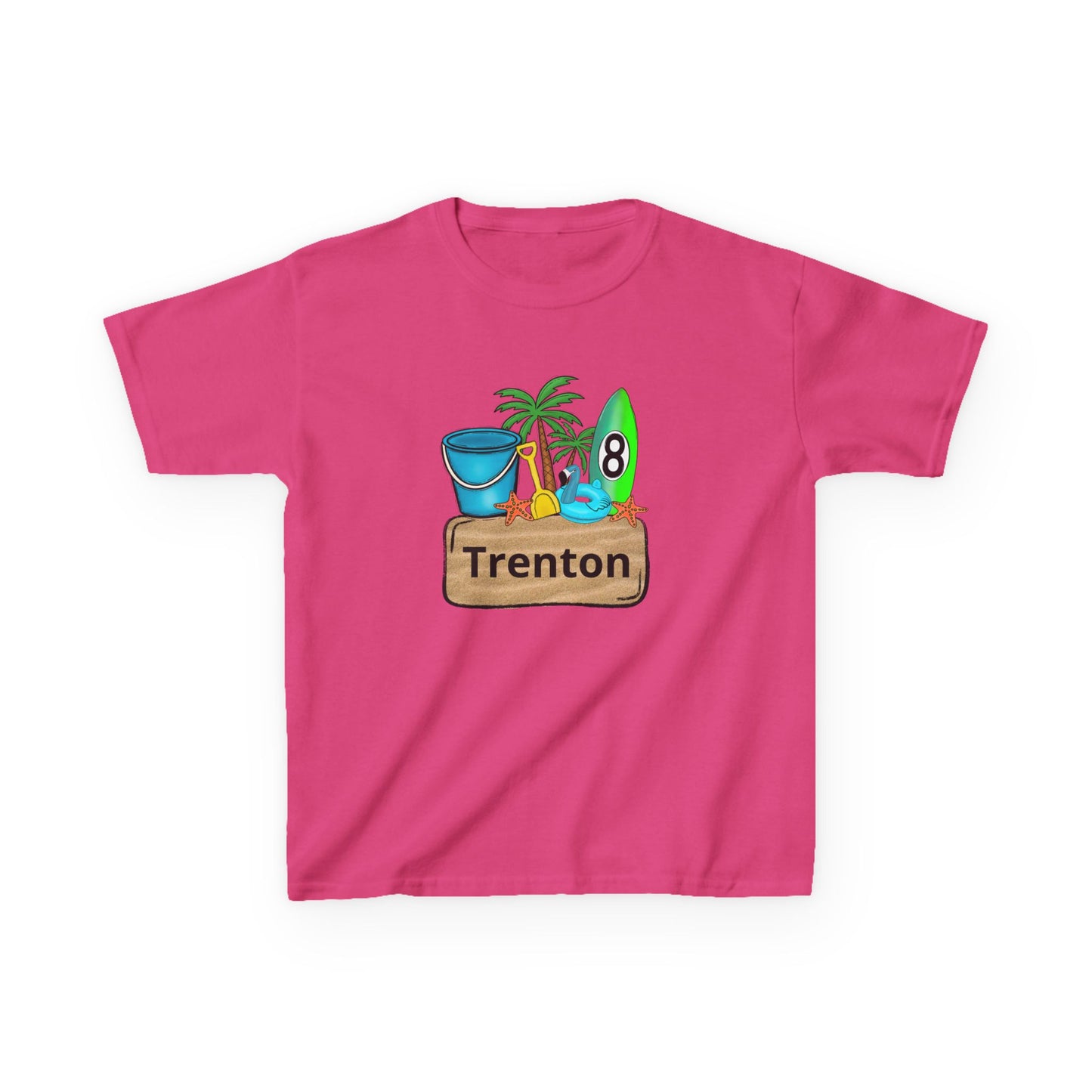 Kids Tee — Personalized Beach Design with Name (Trenton)