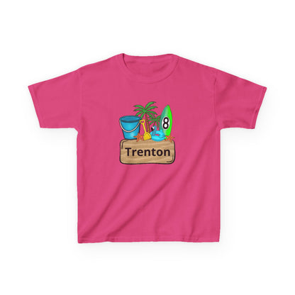 Kids Tee — Personalized Beach Design with Name (Trenton)