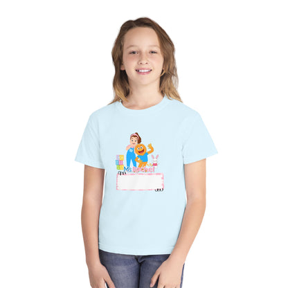 Youth Name-Label T-Shirt - Cute Preschool Daycare Shirt with Blocks & Bunny
