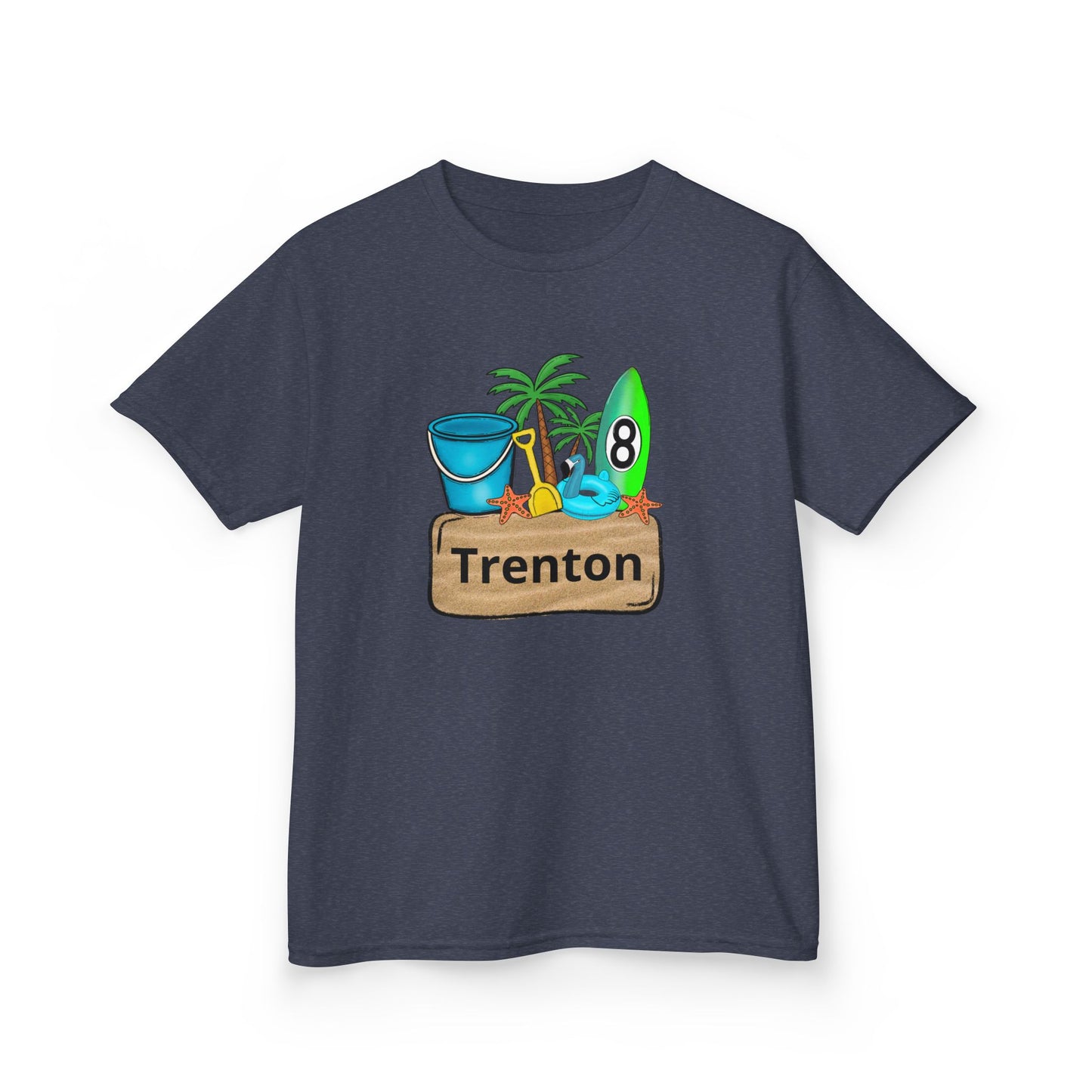 Kids Tee — Personalized Beach Design with Name (Trenton)