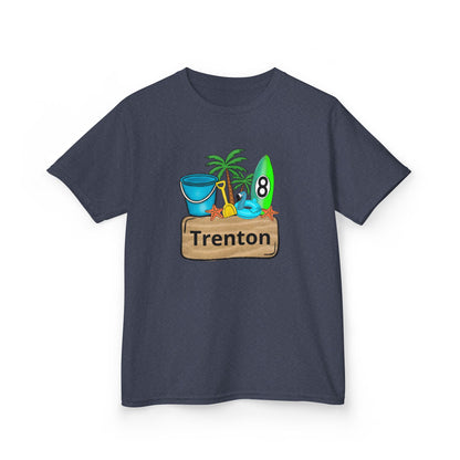 Kids Tee — Personalized Beach Design with Name (Trenton)