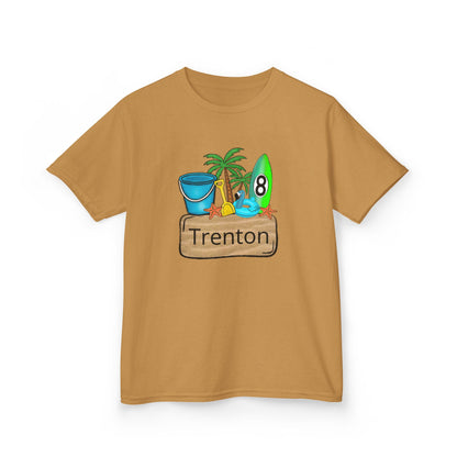 Kids Tee — Personalized Beach Design with Name (Trenton)