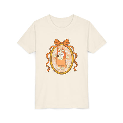 Youth Tee — Cute Orange Dog Portrait with Bow (Kids' Animal Shirt)