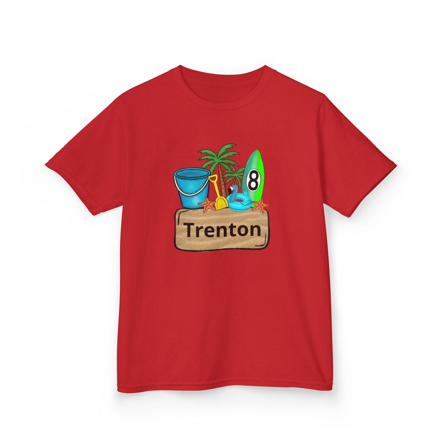 Kids Tee — Personalized Beach Design with Name (Trenton)