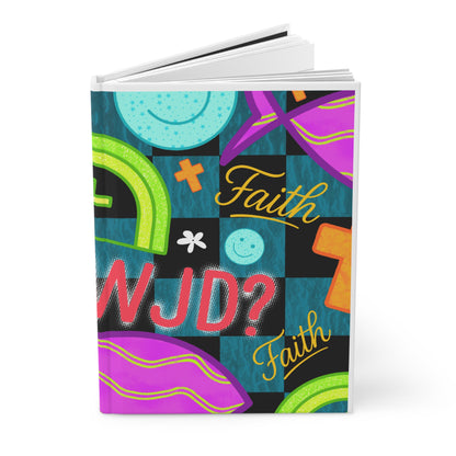 Faith Pattern Hardcover Journal — Colorful Faith & 'WJD?' Notebook