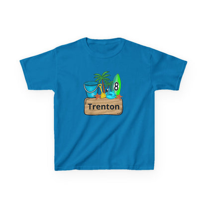 Kids Tee — Personalized Beach Design with Name (Trenton)