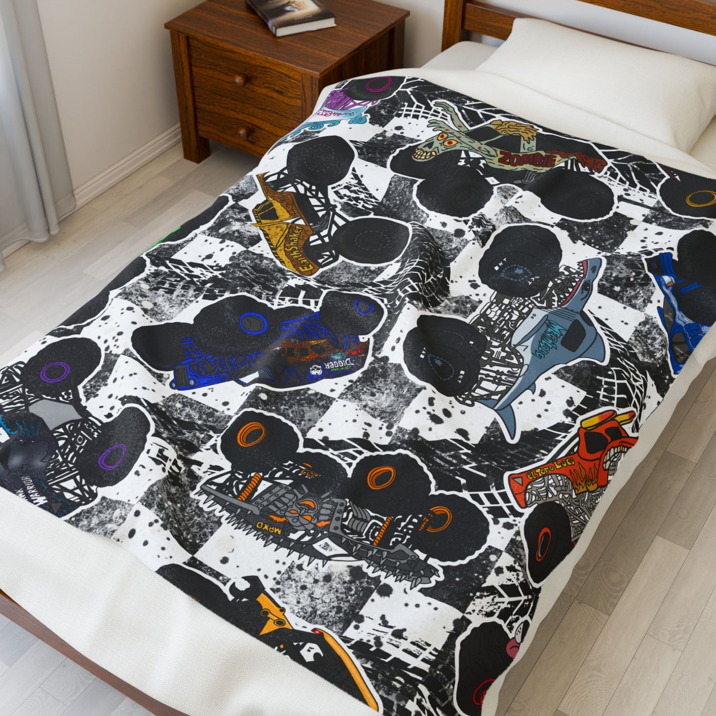 Plush Blanket — Retro Race Car Velveteen Throw