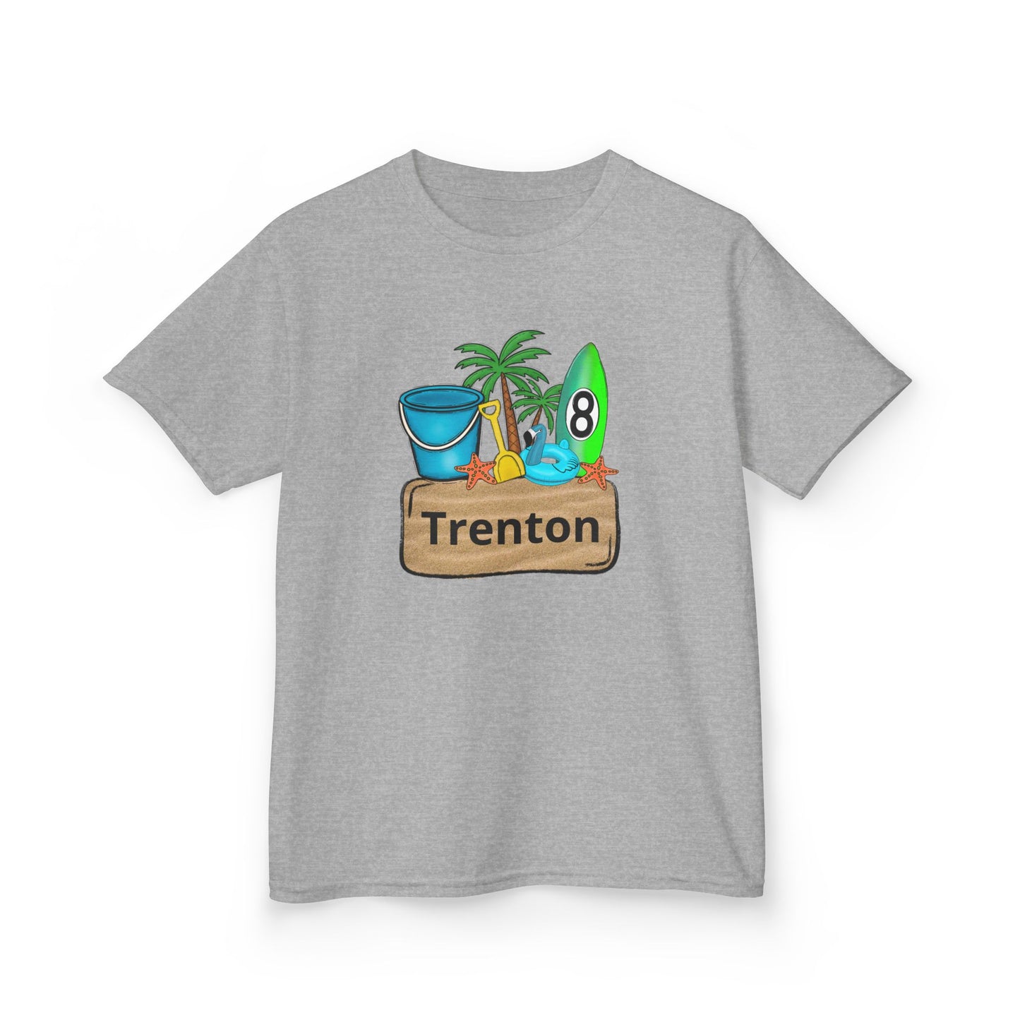 Kids Tee — Personalized Beach Design with Name (Trenton)