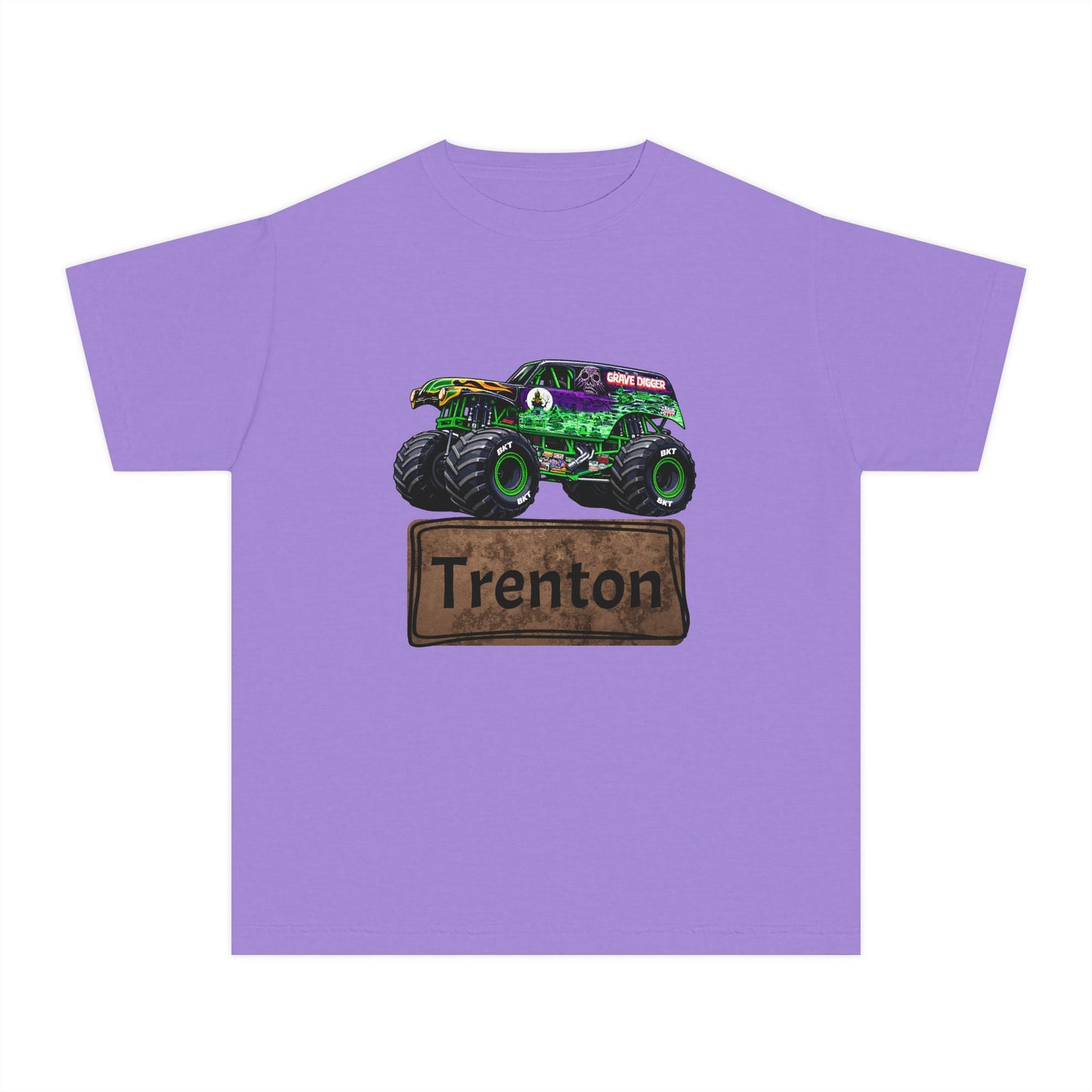Youth Monster Truck Tee — Personalized "Trenton" Name Design