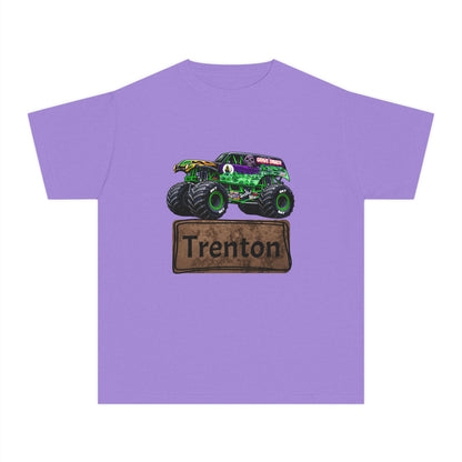 Youth Monster Truck Tee — Personalized "Trenton" Name Design
