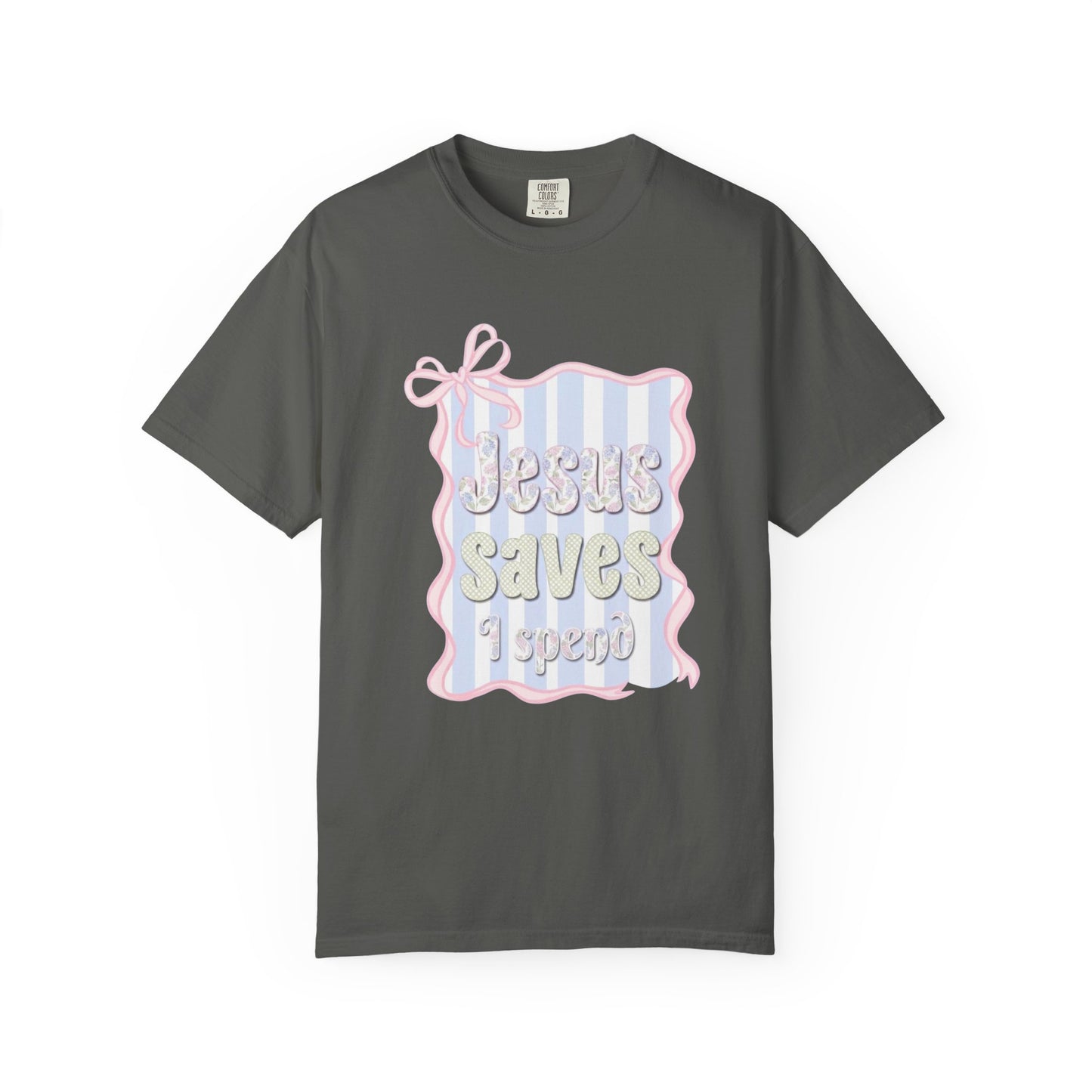 Jesus Saves I Present T-Shirt — Pastel Ribbon Christian Tee