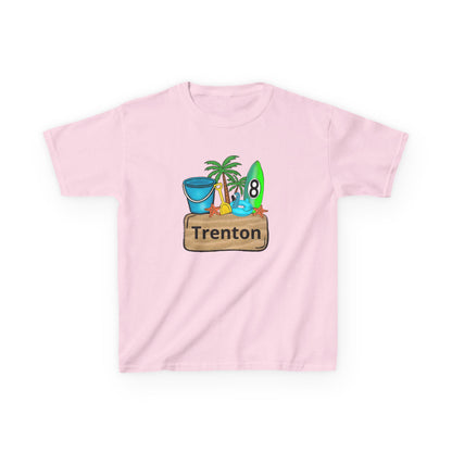 Kids Tee — Personalized Beach Design with Name (Trenton)