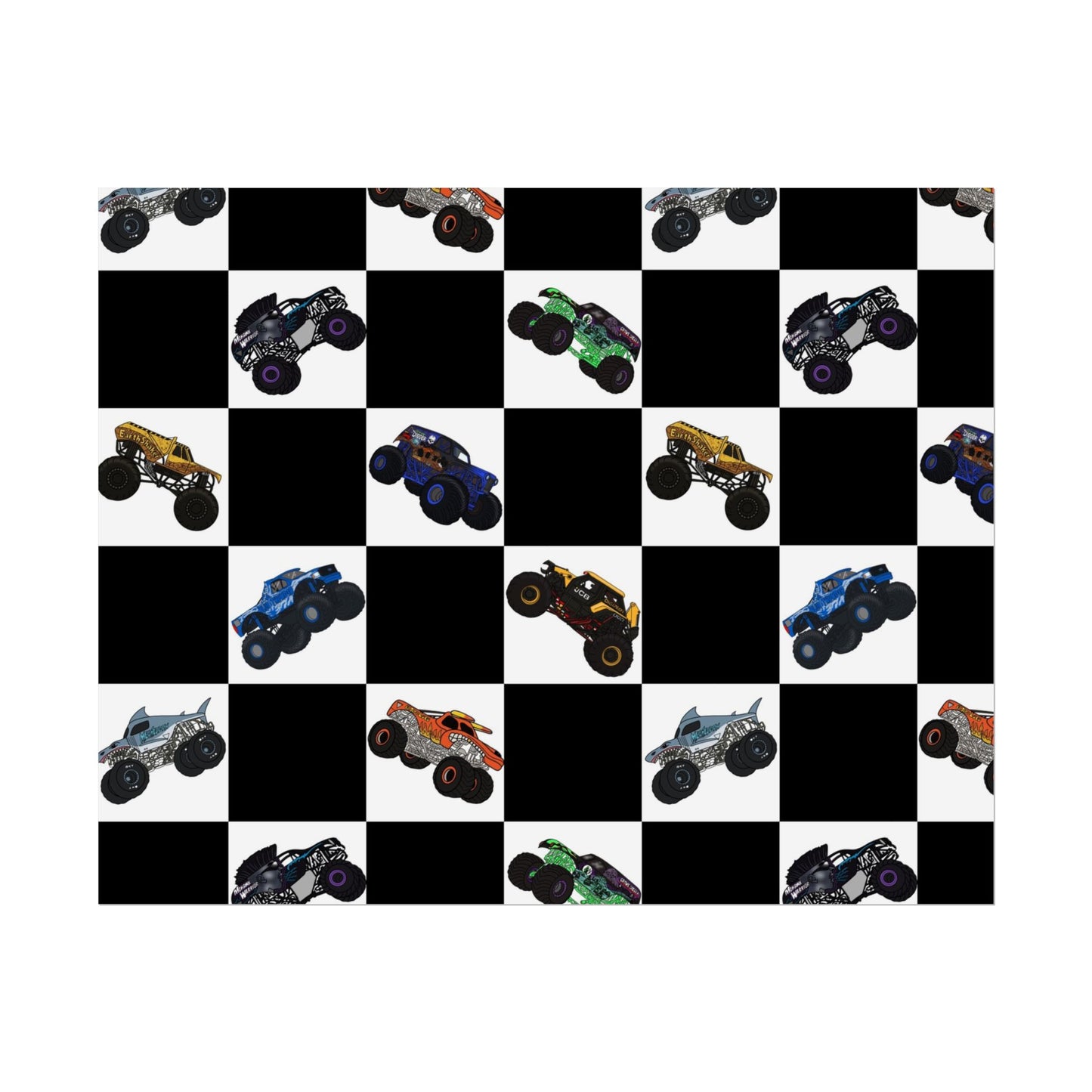Monster Truck Checkered Poster – Kids Room Wall Art