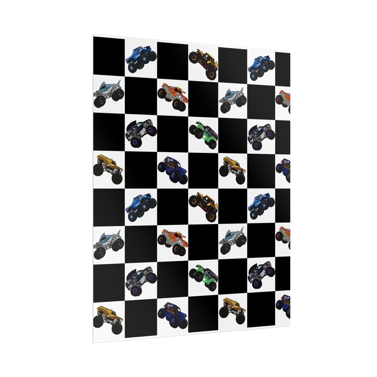 Monster Truck Checkered Poster – Kids Room Wall Art