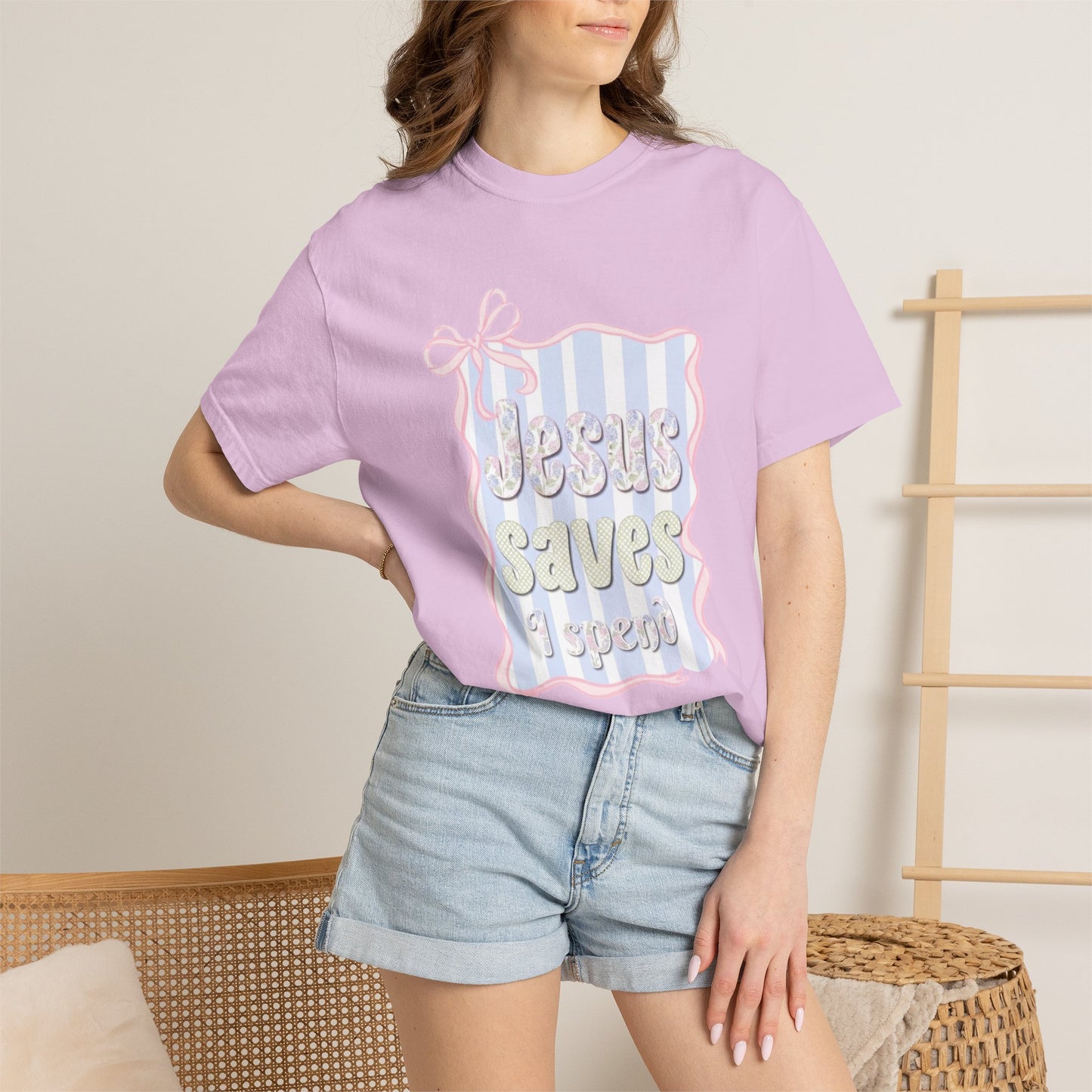 Jesus Saves I Present T-Shirt — Pastel Ribbon Christian Tee