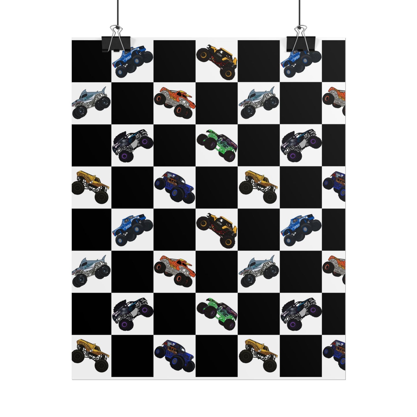 Monster Truck Checkered Poster – Kids Room Wall Art