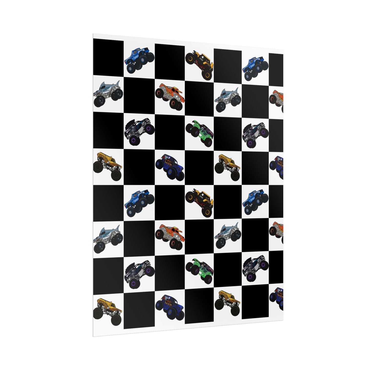Monster Truck Checkered Poster – Kids Room Wall Art
