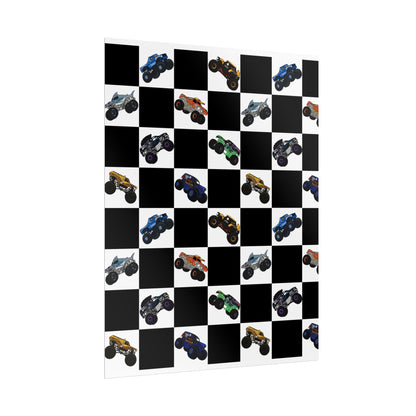 Monster Truck Checkered Poster – Kids Room Wall Art