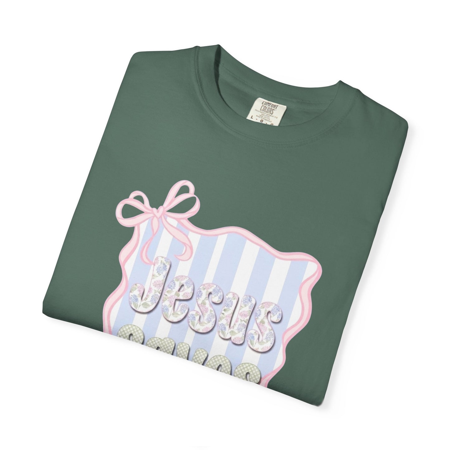 Jesus Saves I Present T-Shirt — Pastel Ribbon Christian Tee