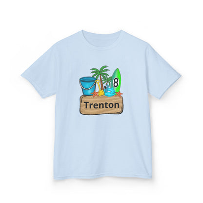 Kids Tee — Personalized Beach Design with Name (Trenton)