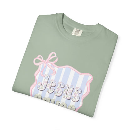 Jesus Saves I Present T-Shirt — Pastel Ribbon Christian Tee