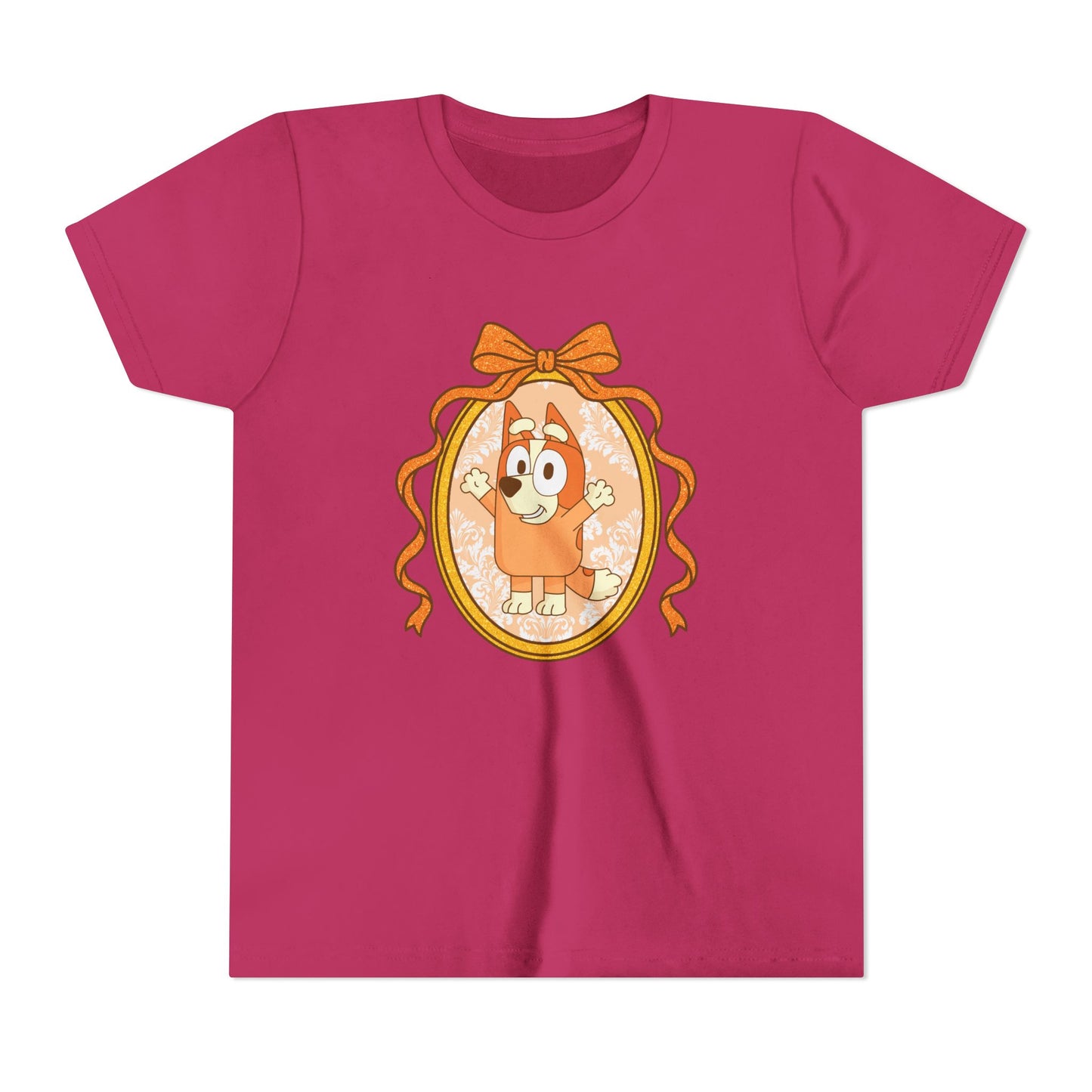 Youth Tee — Cute Orange Dog Portrait with Bow (Kids' Animal Shirt)