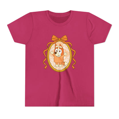 Youth Tee — Cute Orange Dog Portrait with Bow (Kids' Animal Shirt)