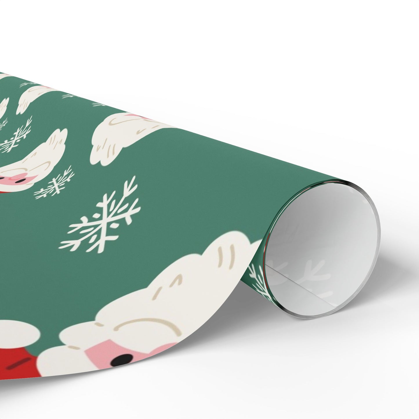 Christmas Santa Pattern Wrapping Paper — Festive Green Santa & Snowflake Gift Wrap