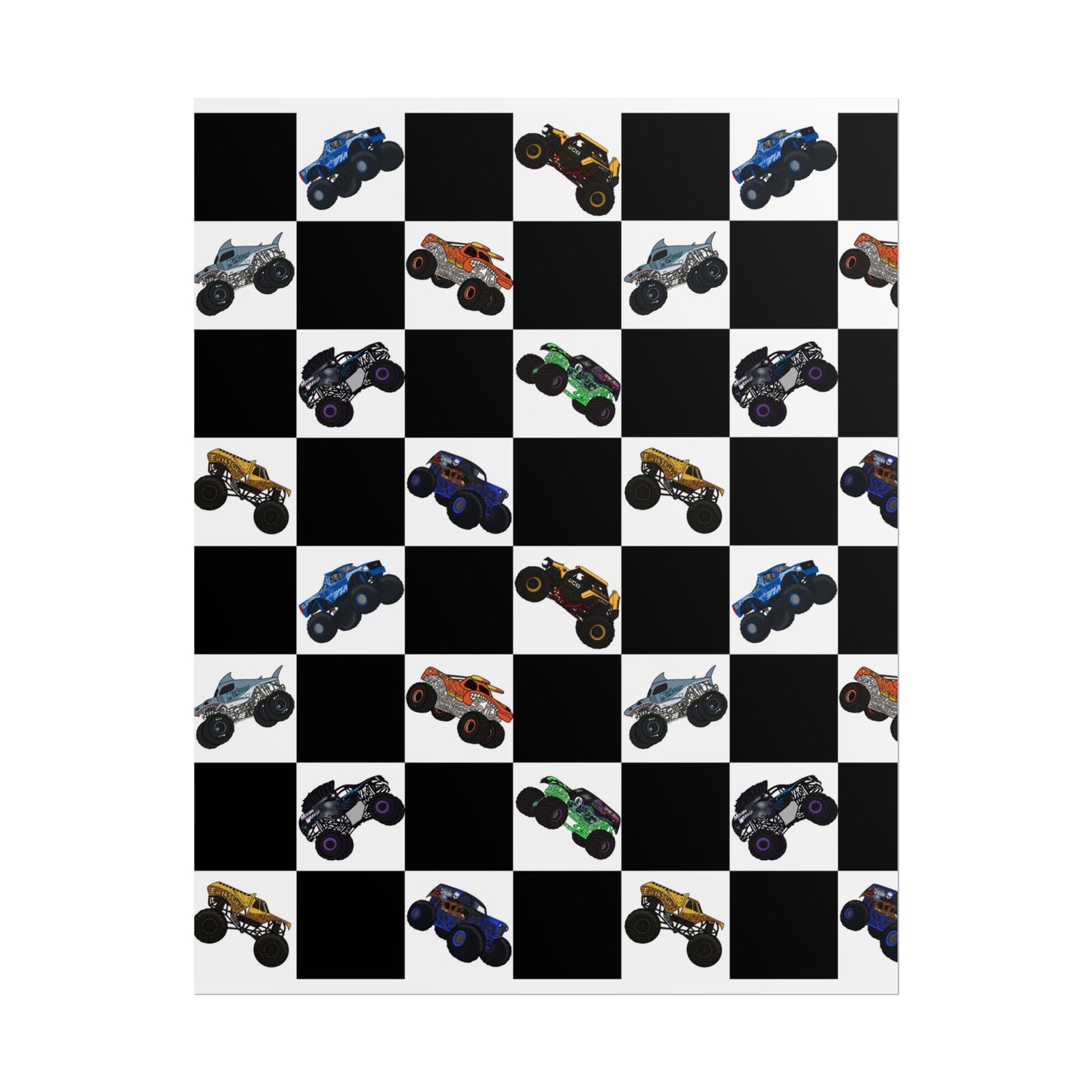 Monster Truck Checkered Poster – Kids Room Wall Art