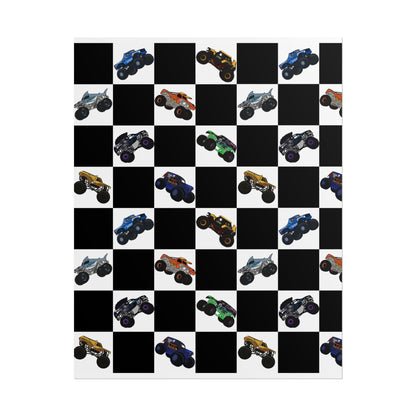Monster Truck Checkered Poster – Kids Room Wall Art