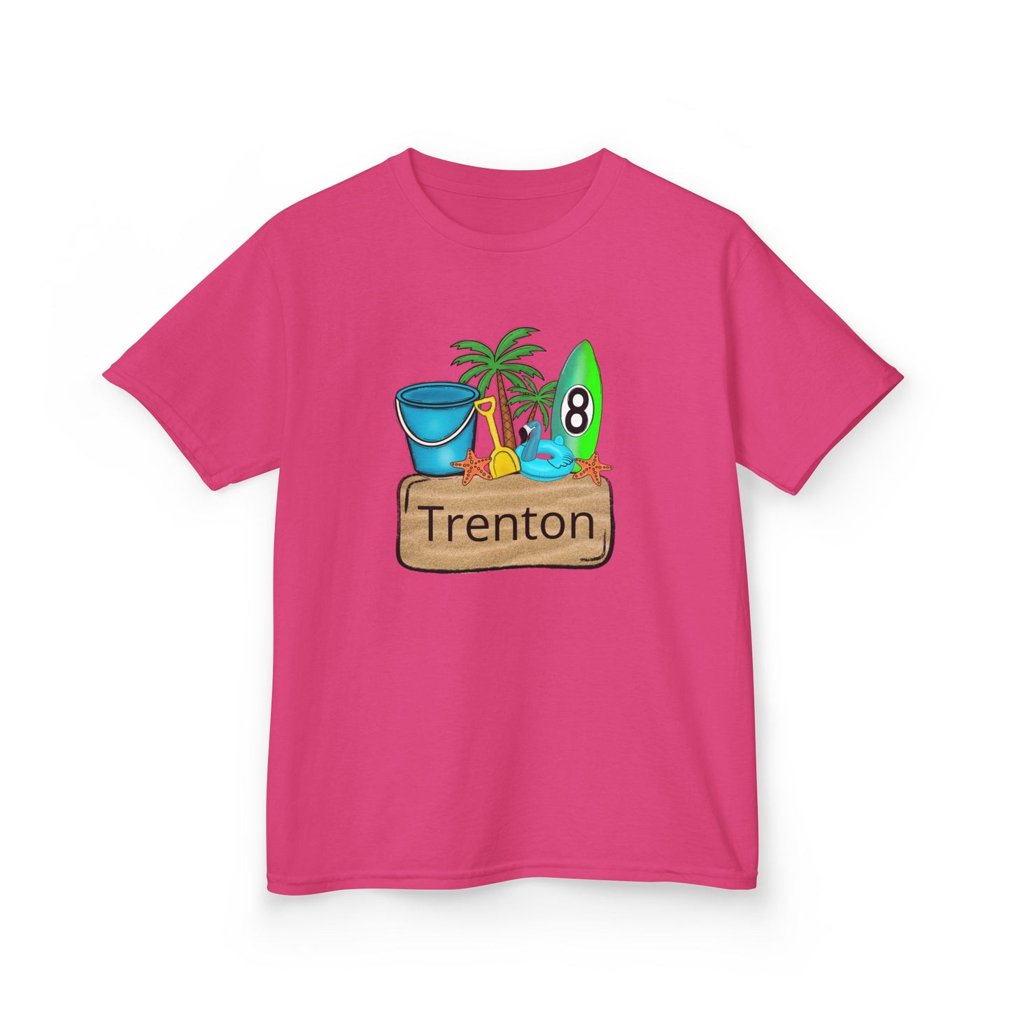 Kids Tee — Personalized Beach Design with Name (Trenton)