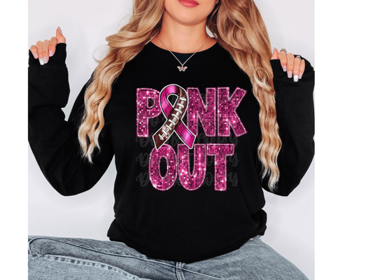 Pink Out Glitter Football Ribbon