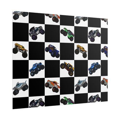Monster Truck Checkered Poster – Kids Room Wall Art