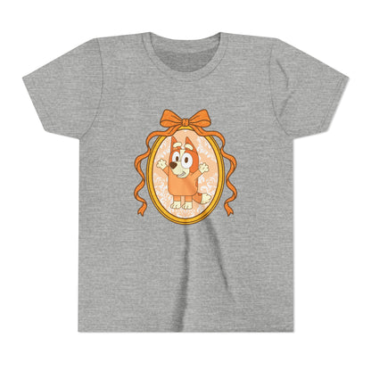 Youth Tee — Cute Orange Dog Portrait with Bow (Kids' Animal Shirt)