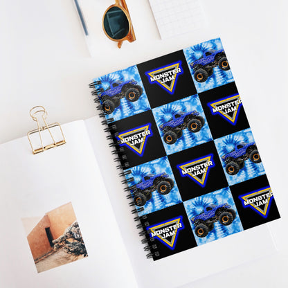 Monster Jam Tie-Dye Spiral Notebook — Blue Monster Truck Ruled Journal