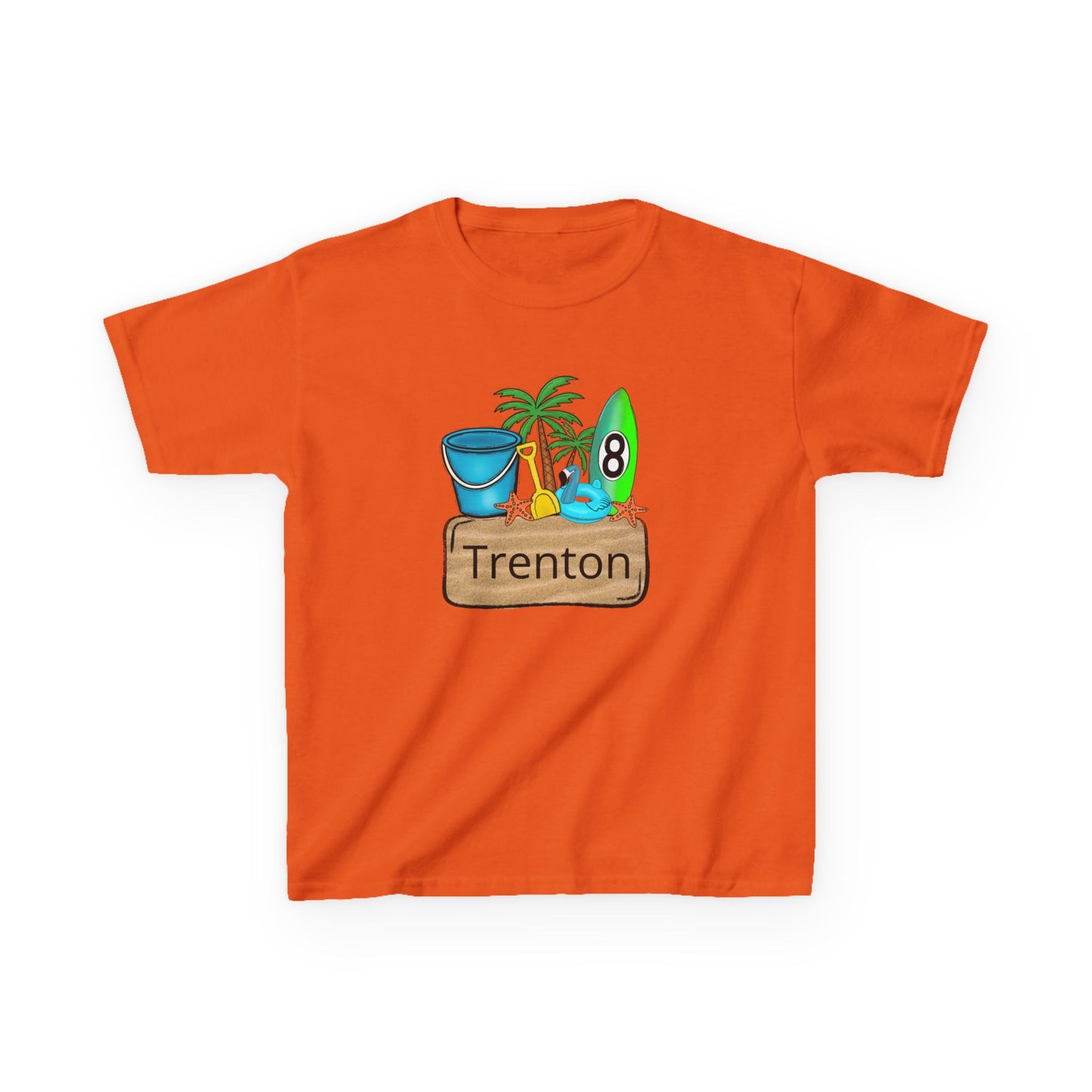 Kids Tee — Personalized Beach Design with Name (Trenton)