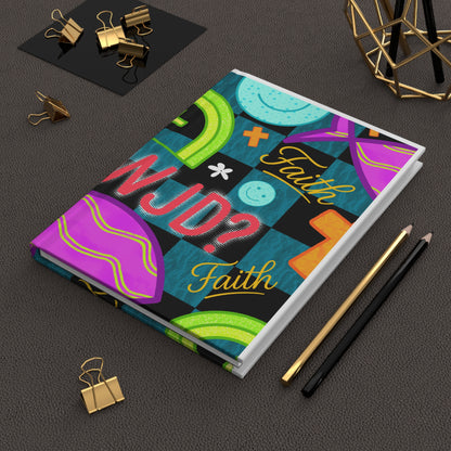 Faith Pattern Hardcover Journal — Colorful Faith & 'WJD?' Notebook