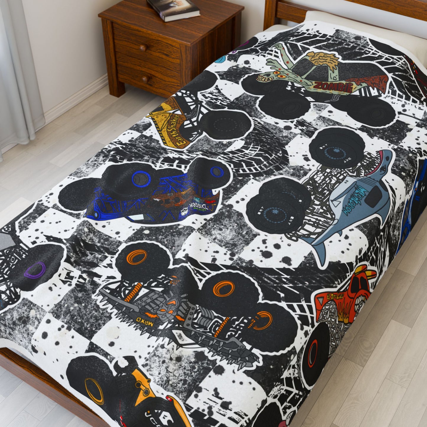 Plush Blanket — Retro Race Car Velveteen Throw