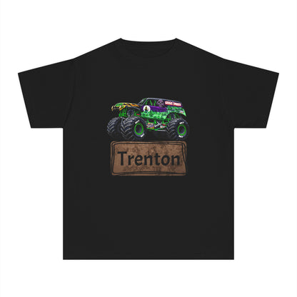 Youth Monster Truck Tee — Personalized "Trenton" Name Design