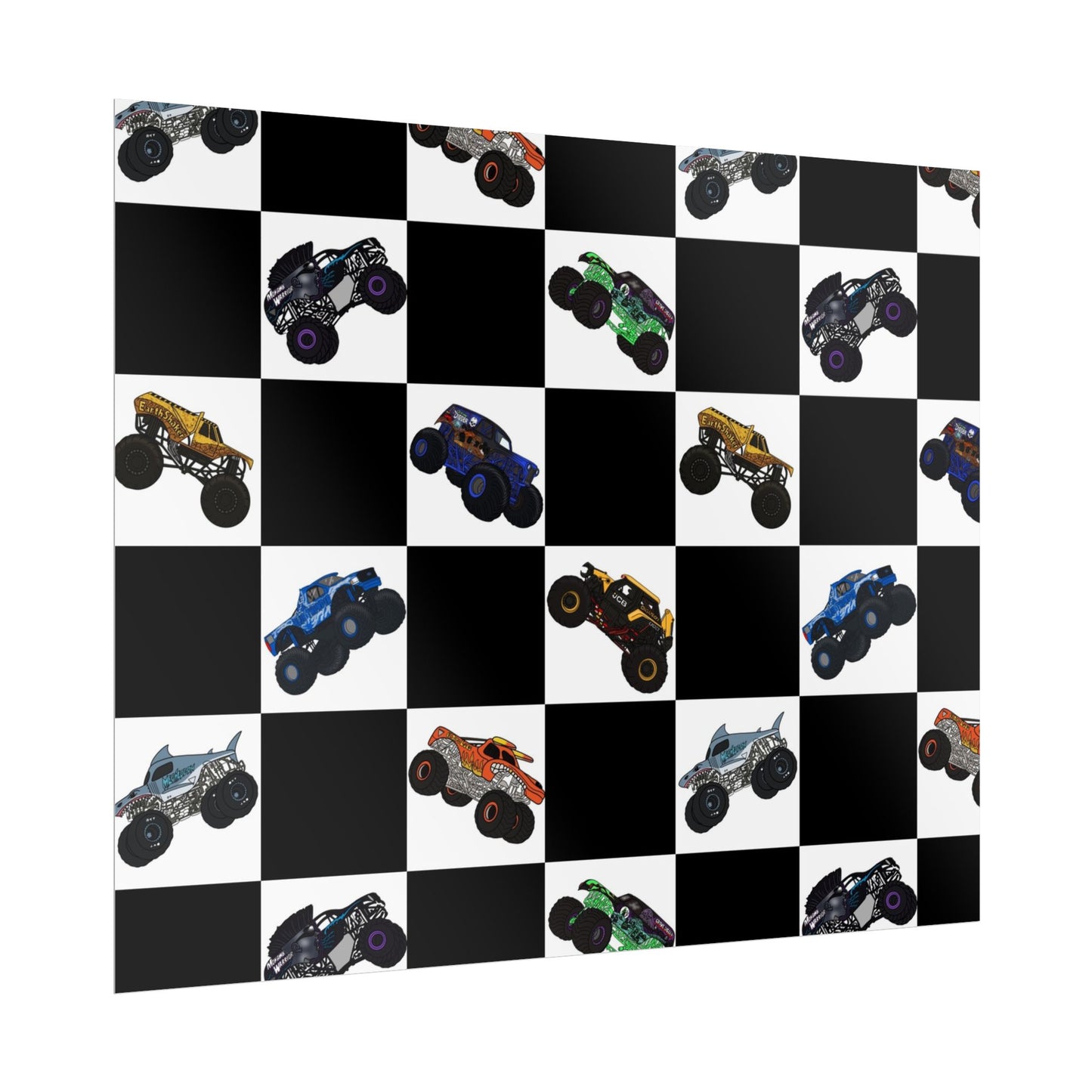 Monster Truck Checkered Poster – Kids Room Wall Art