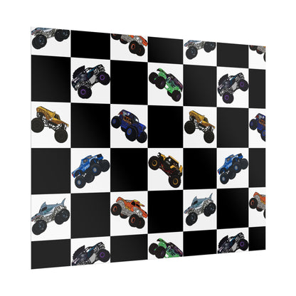 Monster Truck Checkered Poster – Kids Room Wall Art