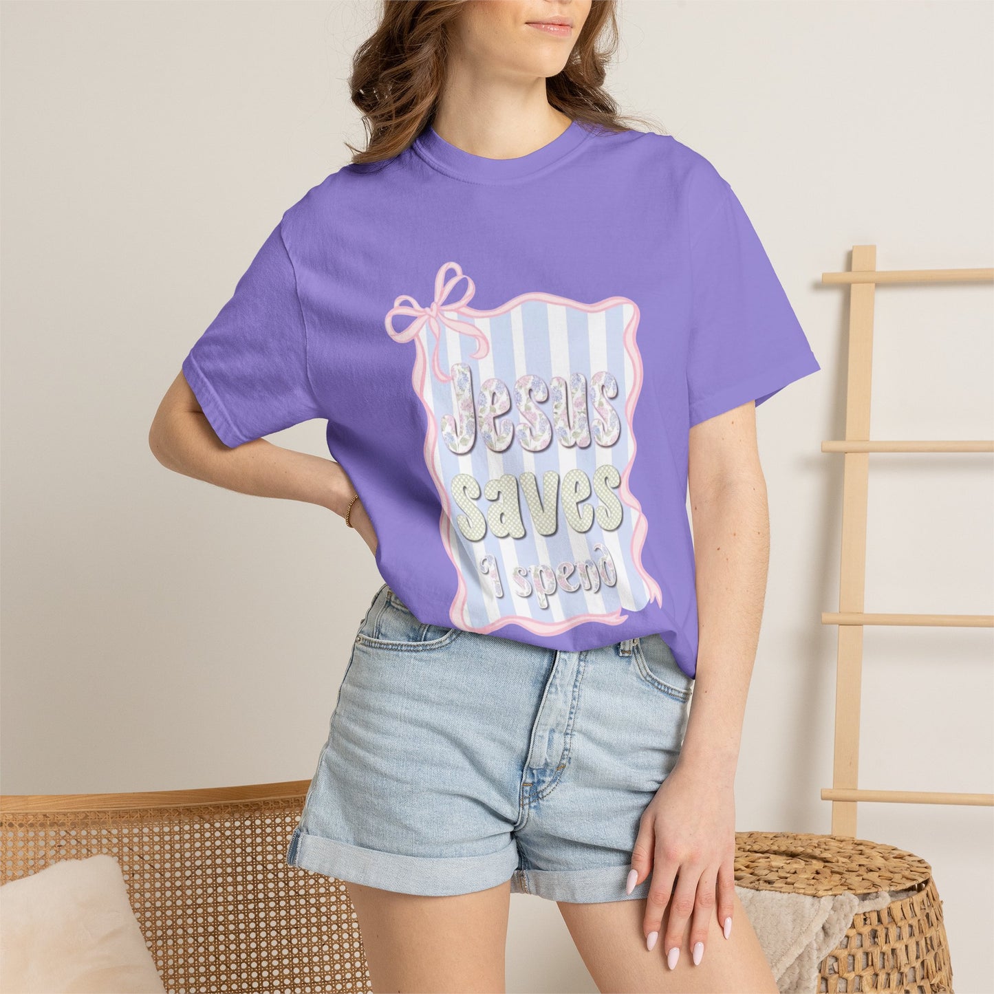 Jesus Saves I Present T-Shirt — Pastel Ribbon Christian Tee